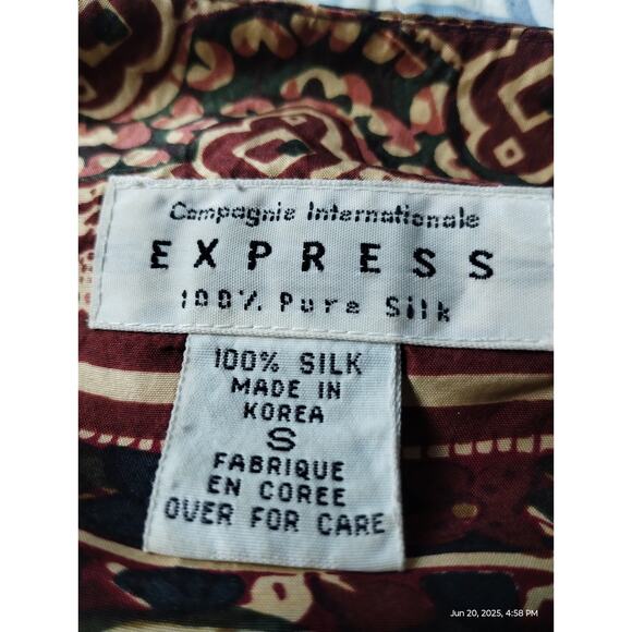 Vintage EXPRESS Champagne Inter 100% Silk Women's Hippie Bohemian Top & Skirt - Picture 9 of 11